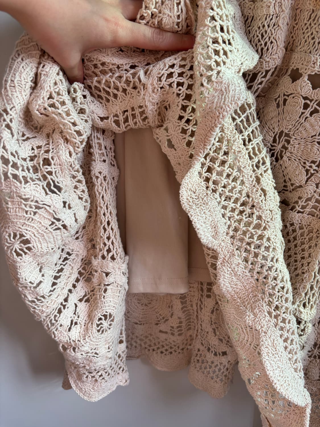 빈티지 크로셰 뜨개 롱 스커트 아이보리 상품이미지5