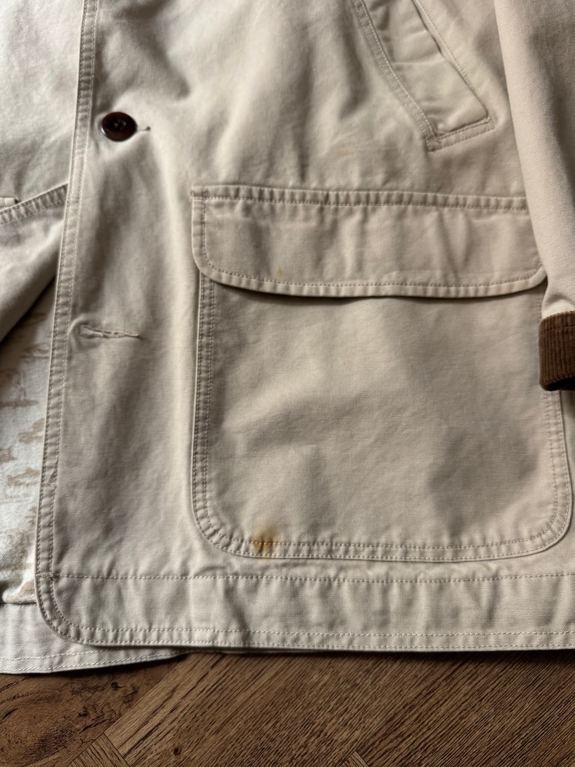 [XL]엘엘빈 USA 패턴 라이닝 아이보리 헌팅 자켓 상품이미지4