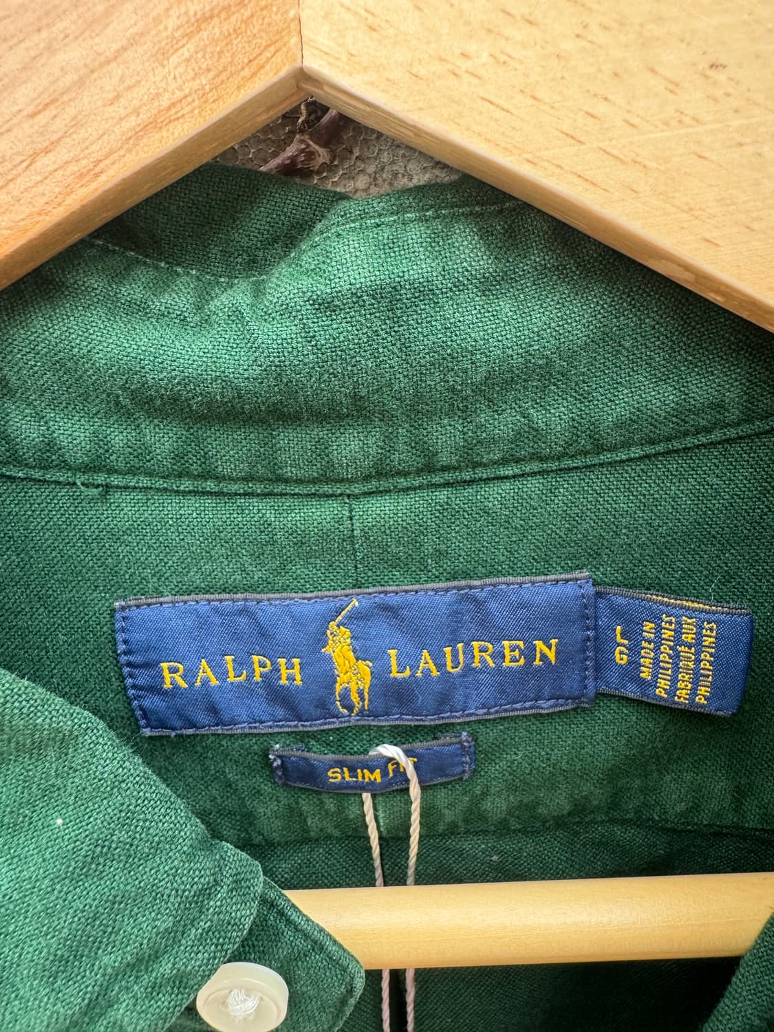 폴로 랄프로렌 빈티지 슬림핏 코튼 셔츠 그린 L 상품이미지3