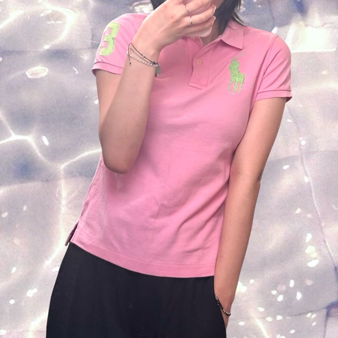 폴로 랄프로렌 빅포니 치프키프 넘버 로고 반팔 카라 티셔츠 핑크 여성 S 상품이미지2
