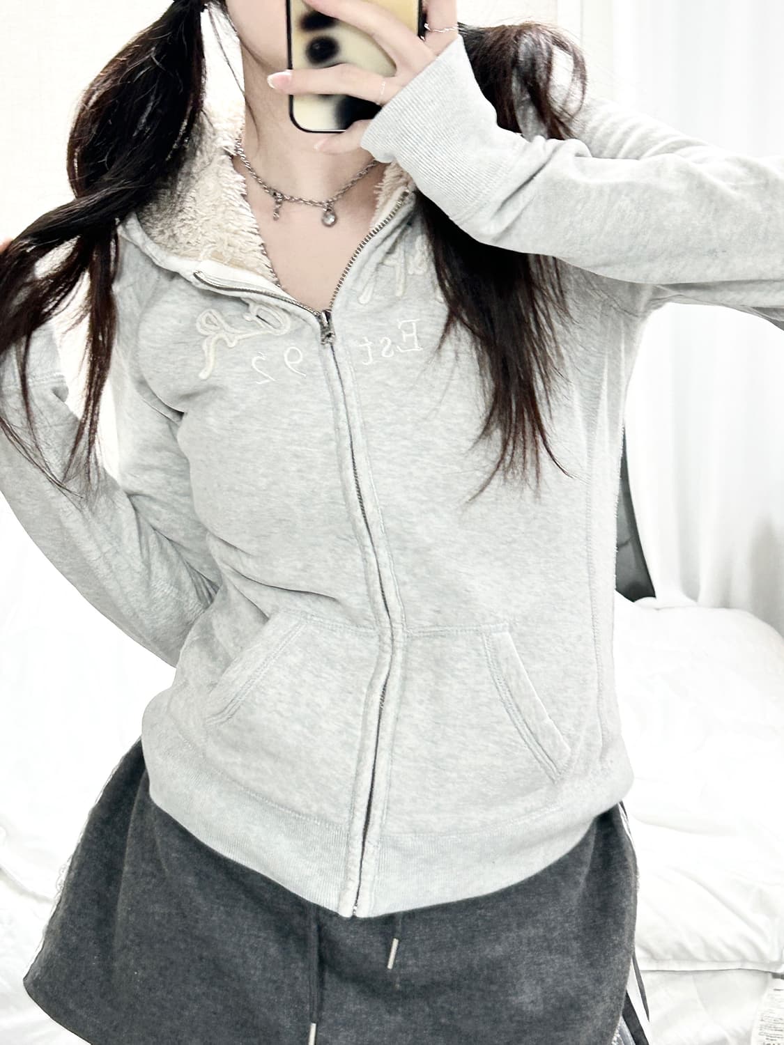 아베크롬비 그레이 양털 후드집업 상품이미지4