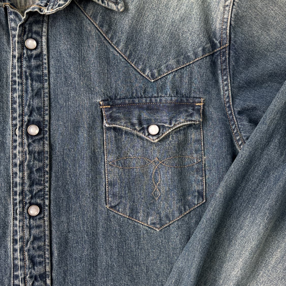 더블알엘 자수 웨스턴 데님 셔츠 L 상품이미지3
