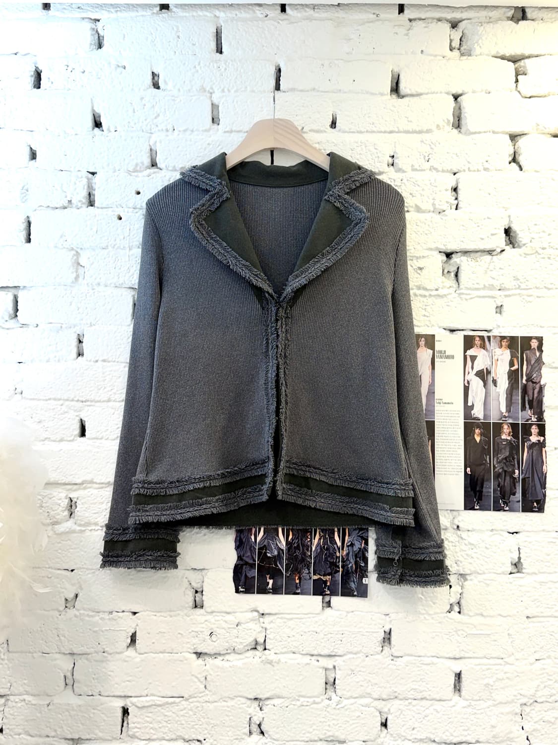 Fringed Edge Rib Knit Cardigan 상품이미지4