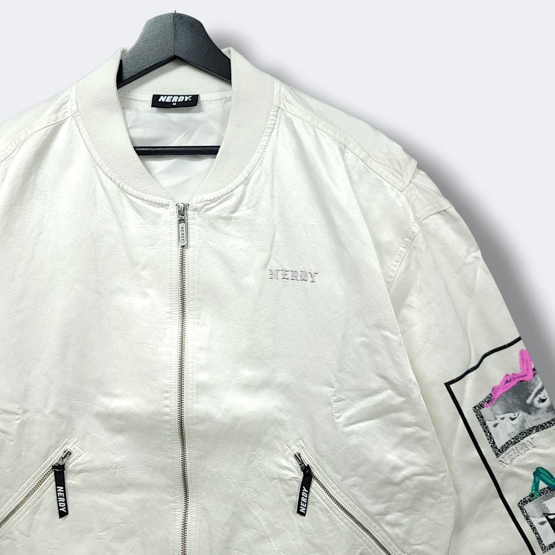 [M] 널디 화이트 프린팅 MA-1 오버핏 블루종 자켓 상품이미지3