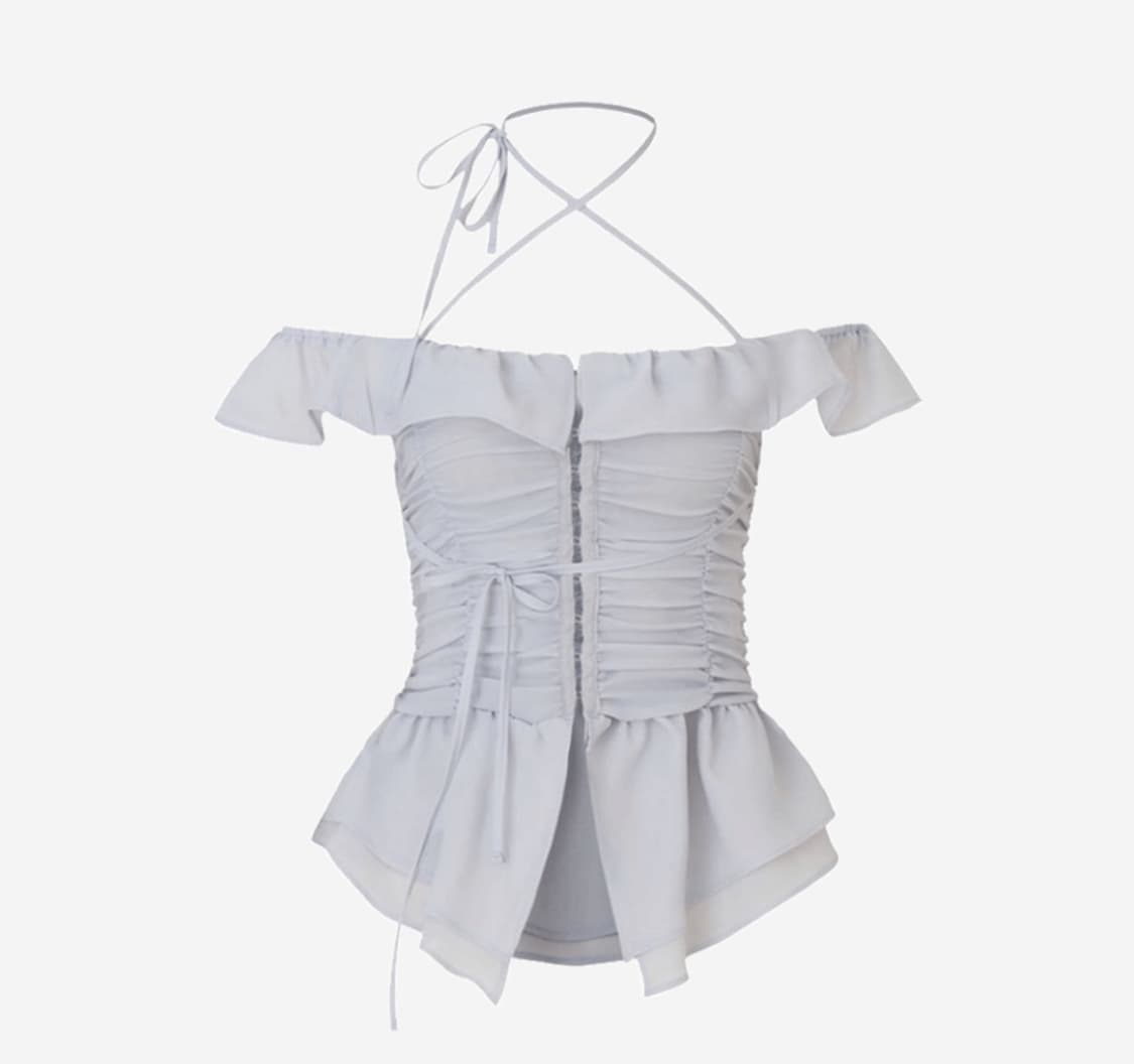 뉴얼린 쉬폰페어리 블라우스 그레이Fairy blouse Pure Gray 상품이미지1