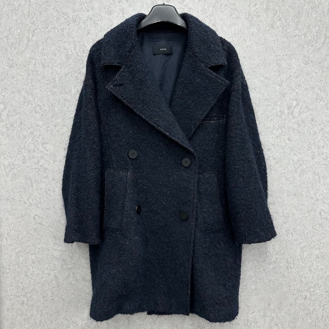 90 한섬 시스템 여자 오버핏 울 모헤어 더블 코트 상품이미지1