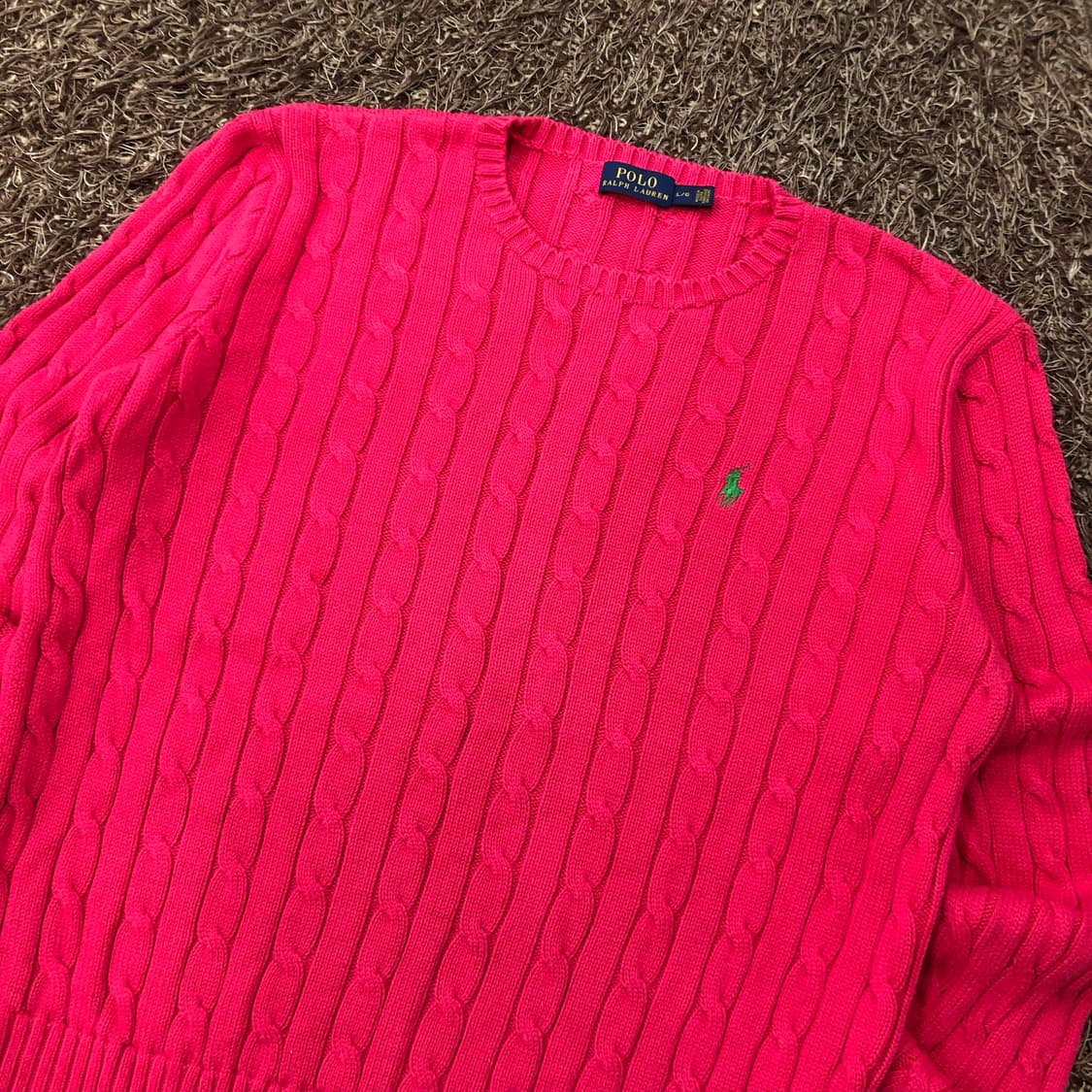 폴로 랄프로렌 여성 핑크 케이블 니트 상품이미지3