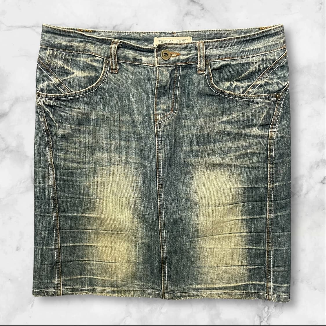 (32) 빈티지 워싱 데님 미디스커트 M 상품이미지1