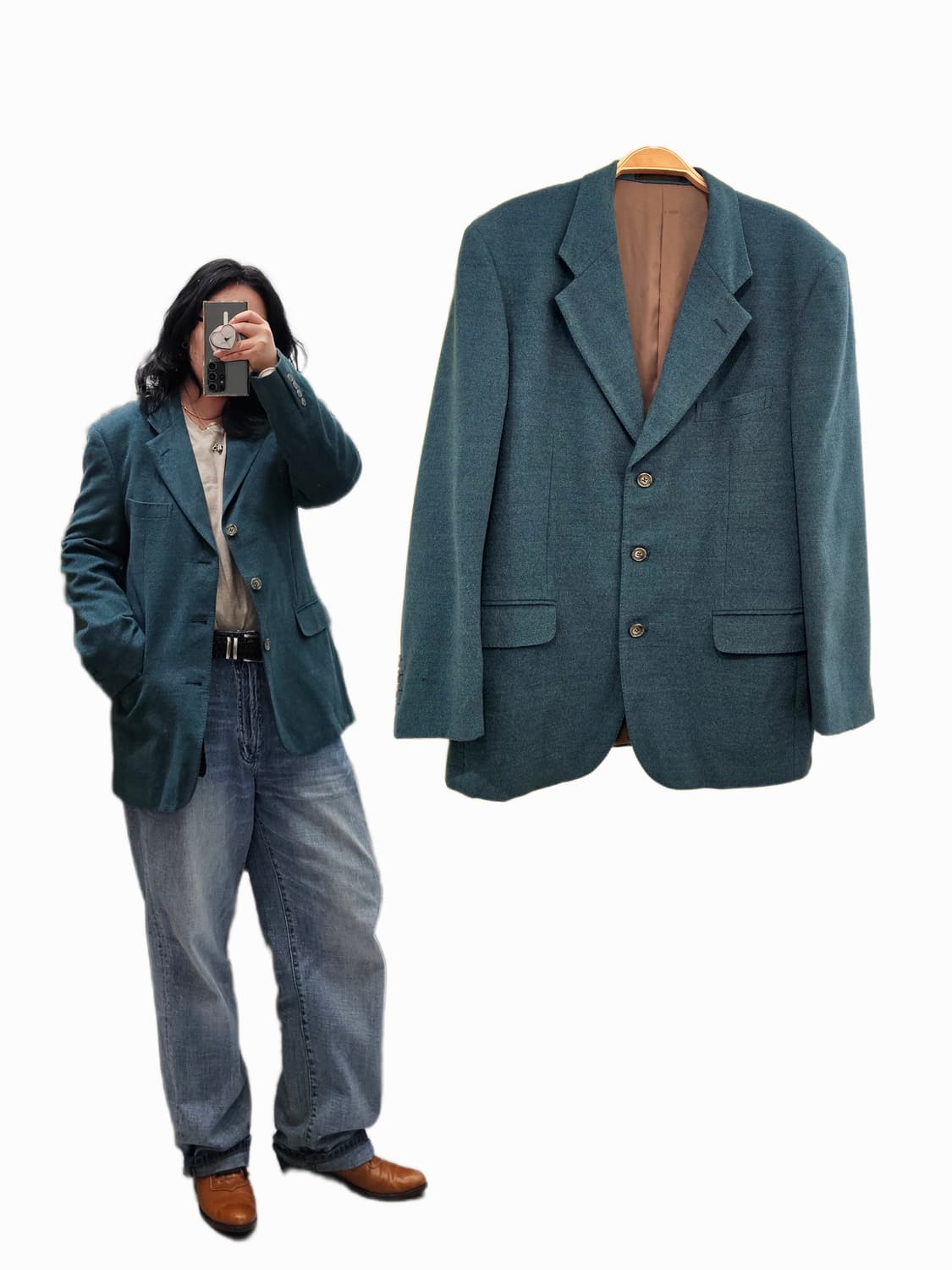 90's Daniel Cremieux 청록 캐시울 자켓 상품이미지1