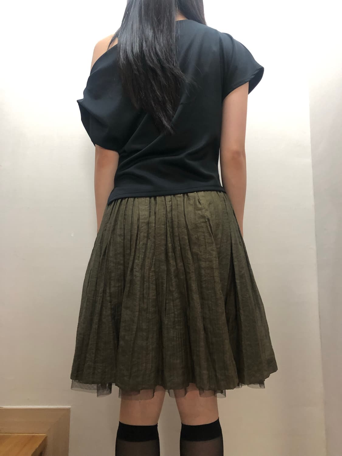 빈티지 카키 레이스 미디 스커트 상품이미지8