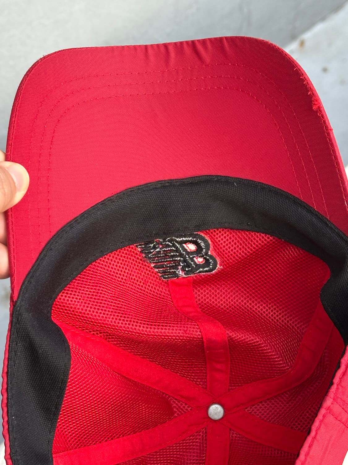 [M] 뉴발란스 로고 레드 나일론 볼캡 모자 상품이미지5