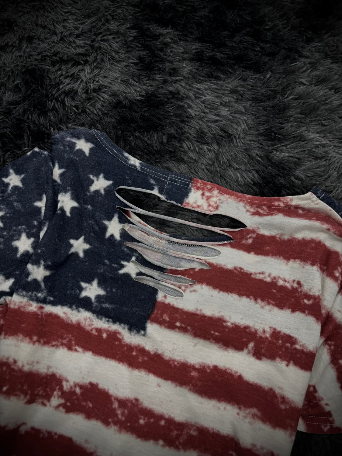 Dig Deep 성조기 패턴 오프숄더 반팔 티셔츠 상품이미지5