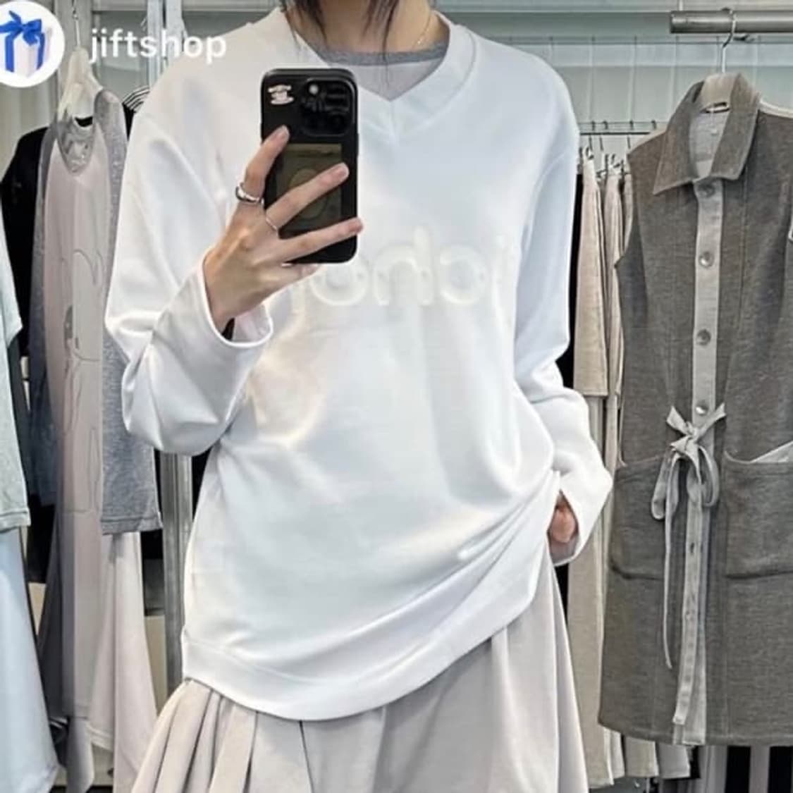 지초이 롱슬리브 화이트 팀지초이  상품이미지2