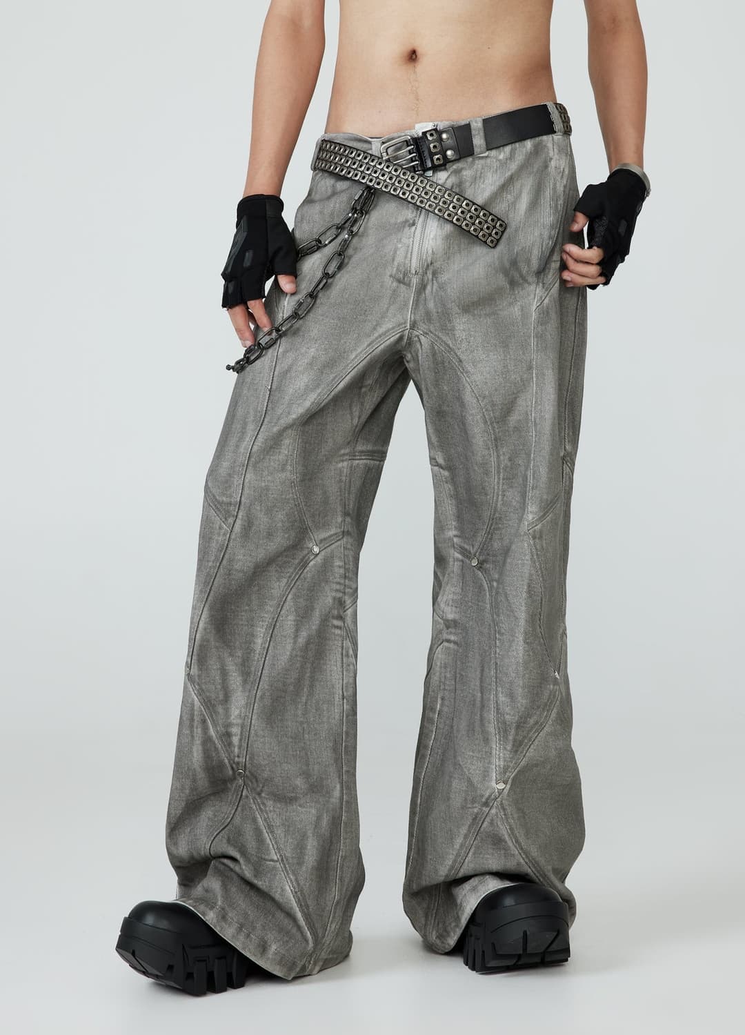 FRKM SCD 디스트로이드 워싱 플레어 팬츠 L  상품이미지2