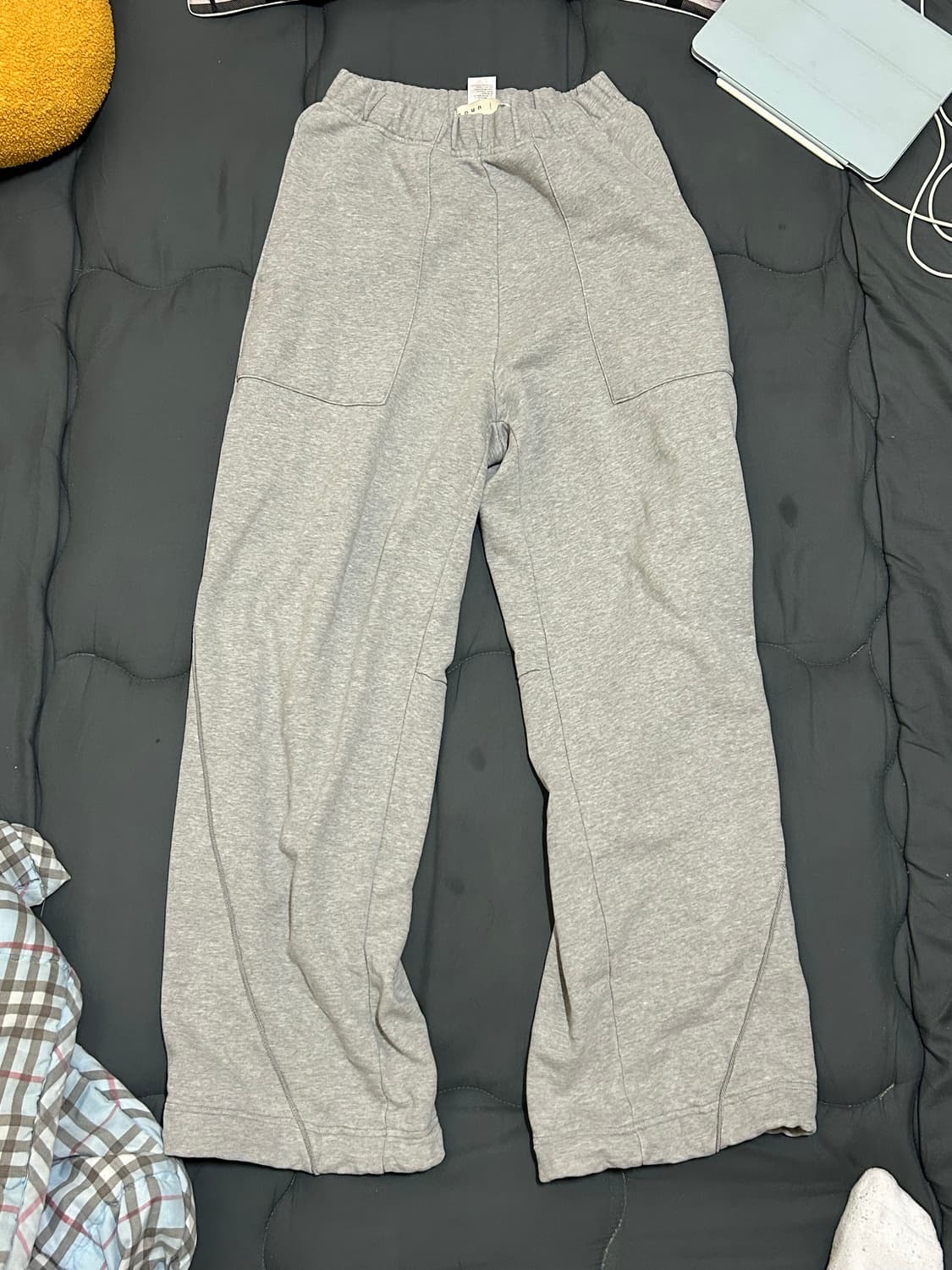 노운 와이드 스웻 팬츠 멜란지그레이 1사이즈 상품이미지7