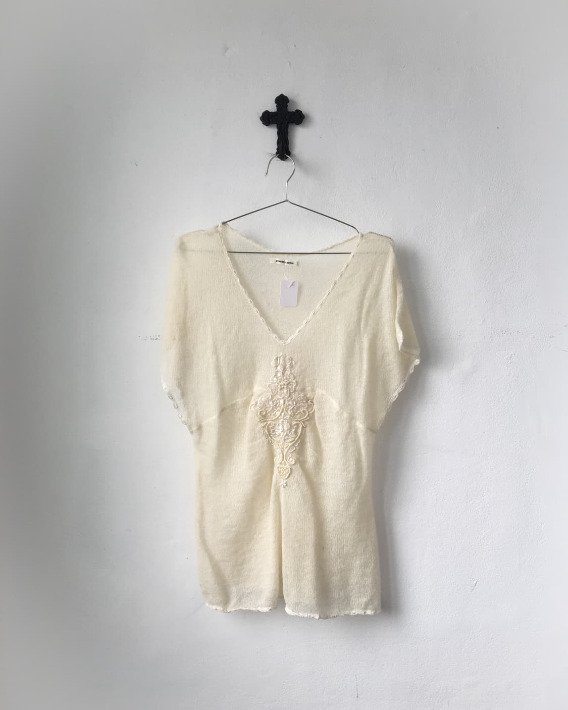 Ornament beads point woolen knit top 상품이미지2