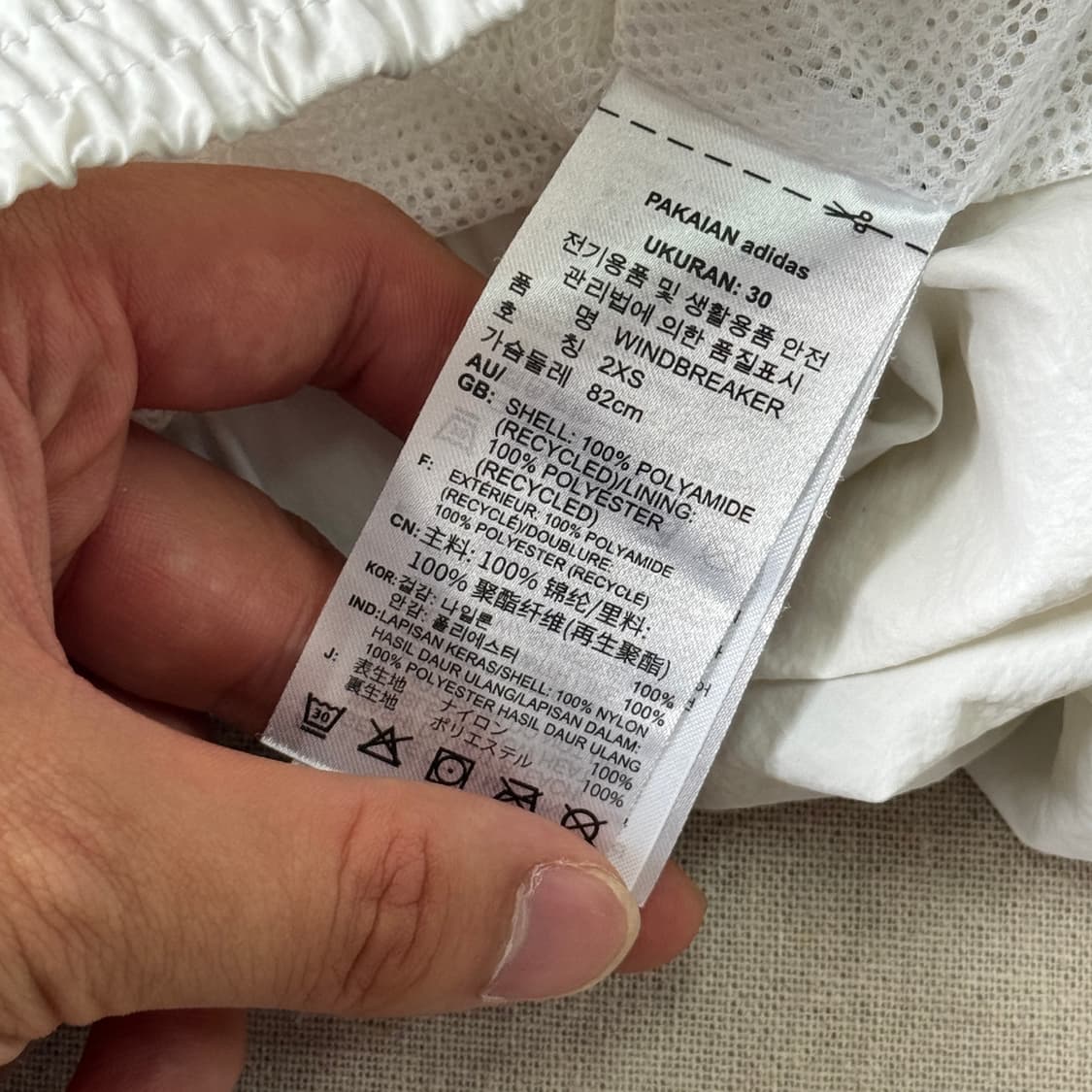 아디다스 우먼 백로고 크롭 바람막이 XXS 상품이미지7