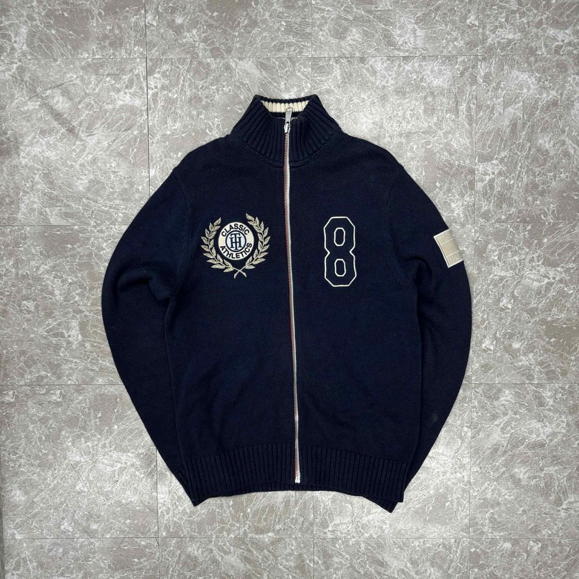 타미힐피거 월계수 네이비 올드스쿨 코튼 니트 집업(S) 상품이미지2