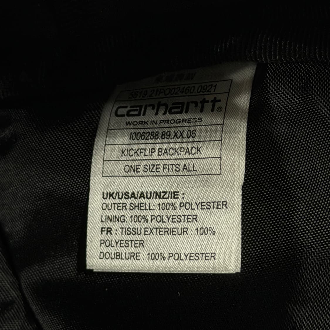 칼하트 WIP 킥플립 백팩 가방 블랙 상품이미지4