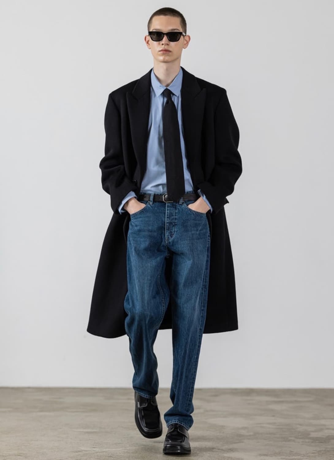 벨리에 피크드 라펠 싱글 캐시미어 코트 블랙 M 상품이미지1