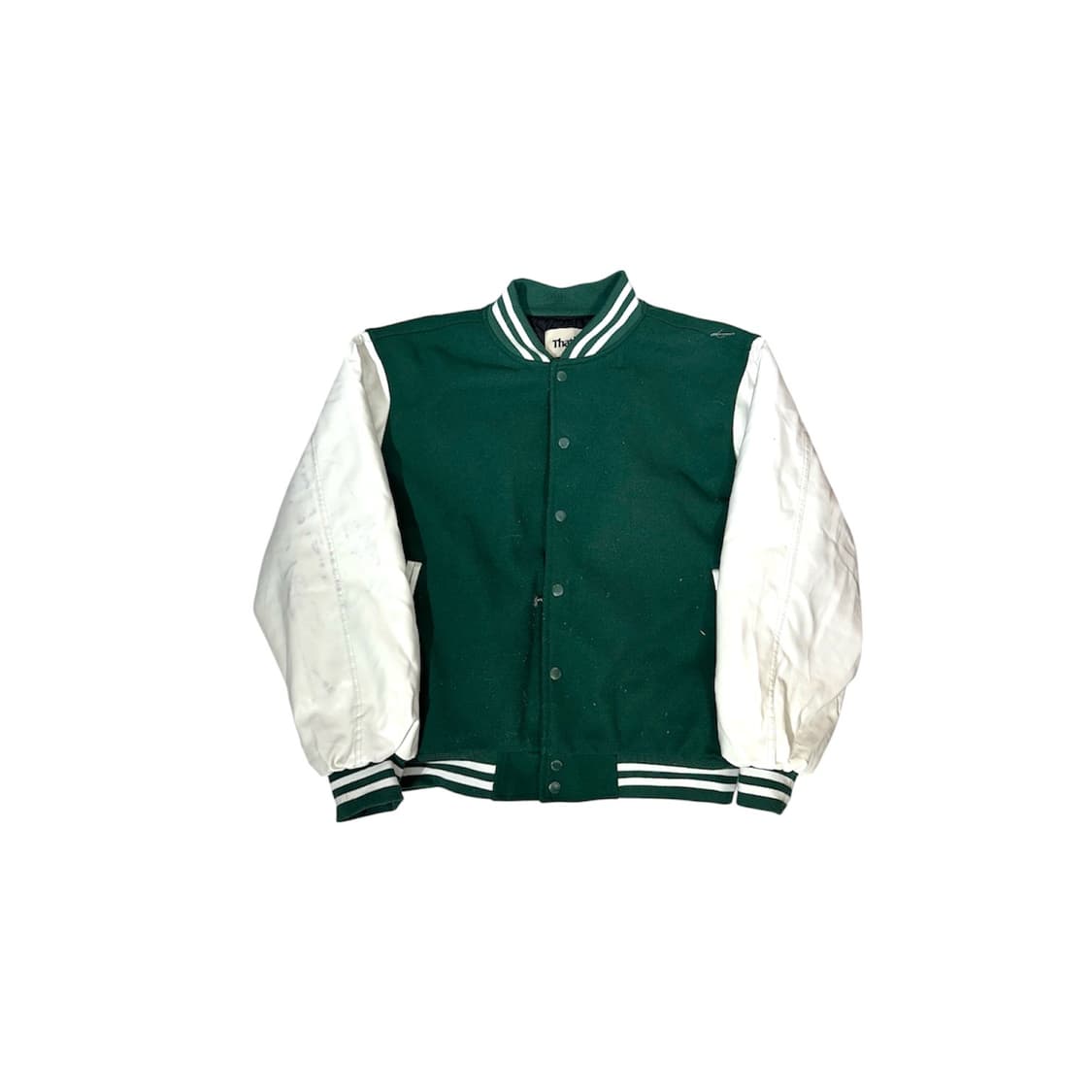 빈티지 그린 화이트 오버핏 바시티 자켓 M 상품이미지4