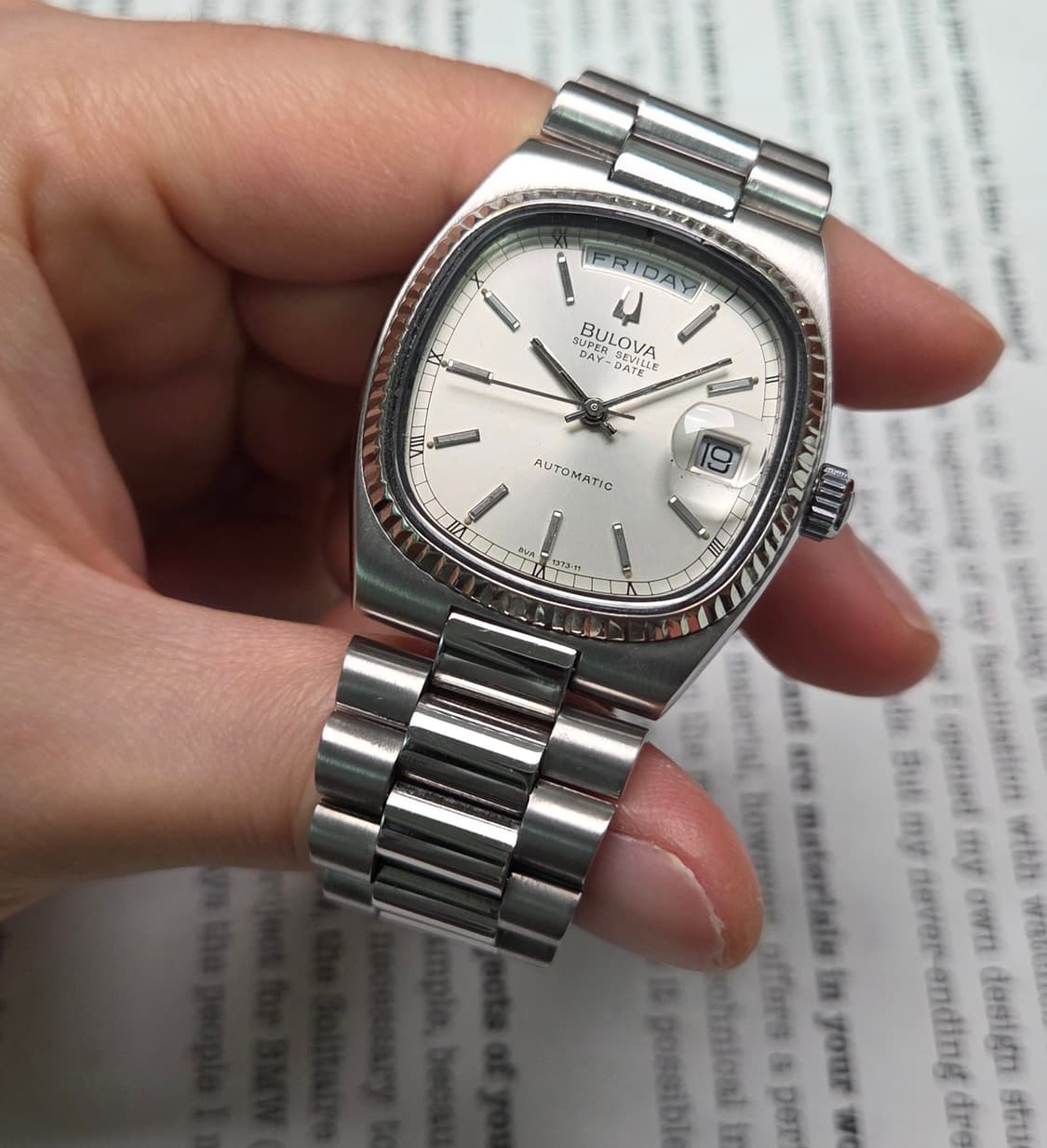 빈티지 부로바 슈퍼세빌 테레비형 데이데이트 실버판 통줄 브레이슬릿 ver 상품이미지3