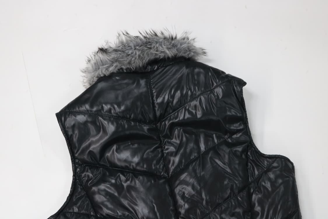 SPINASH 스피나쉬 블랙 글로시 퍼 트리밍 패딩 베스트 (M) 상품이미지8