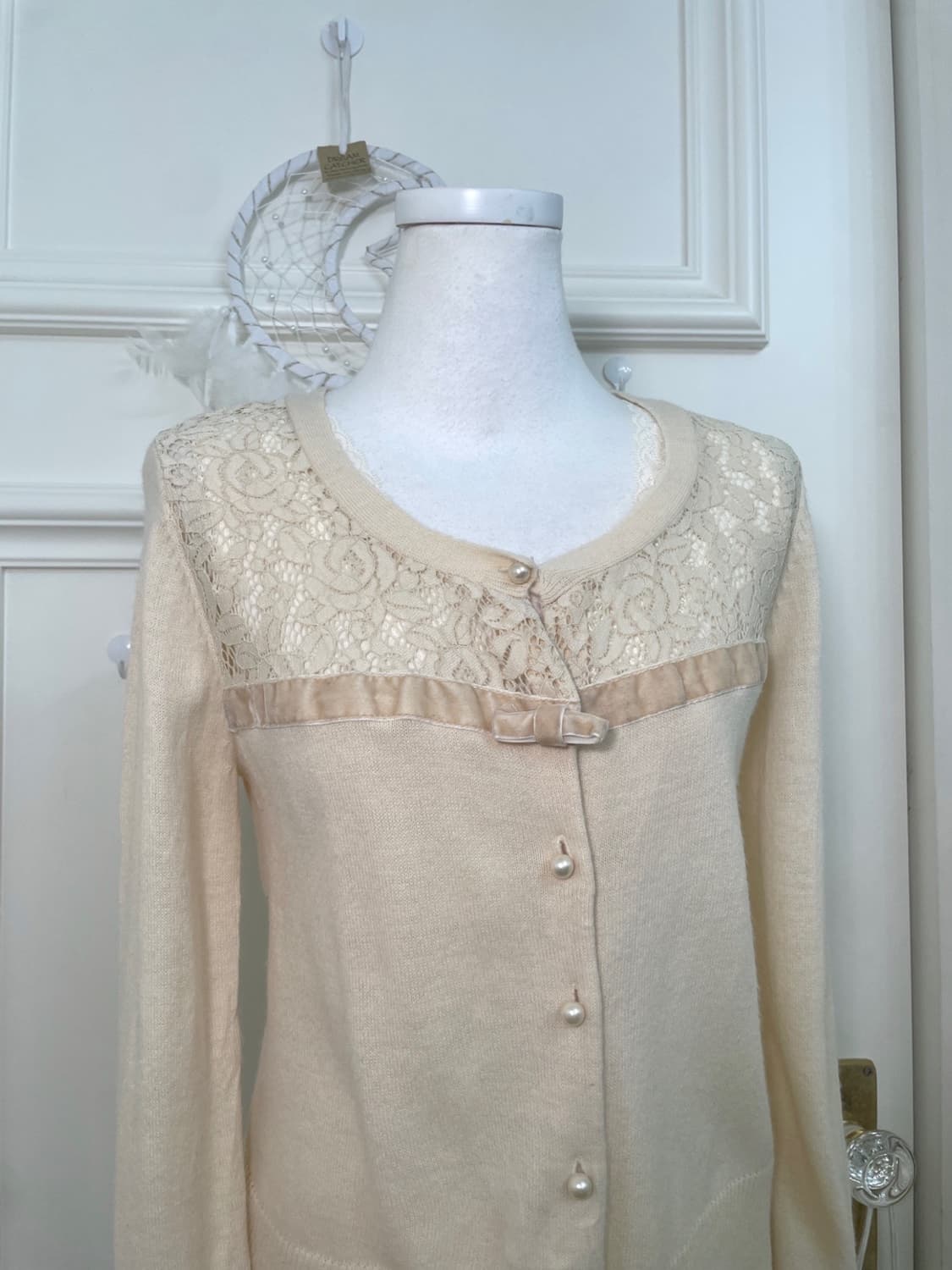butter cream lace velvet point cardigan& 상품이미지6