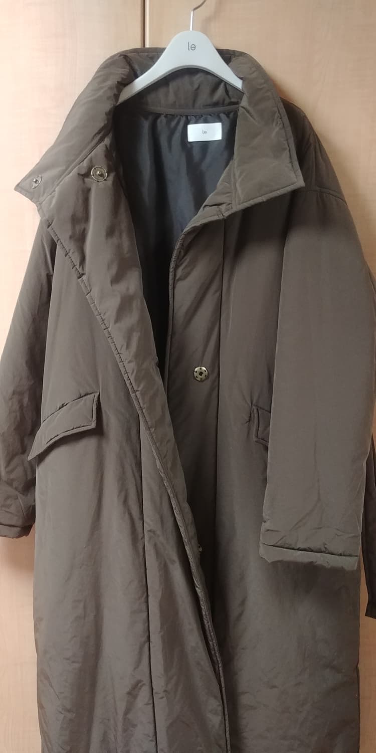 르Le 하이넥 패딩 롱코트/브라운 상품이미지8