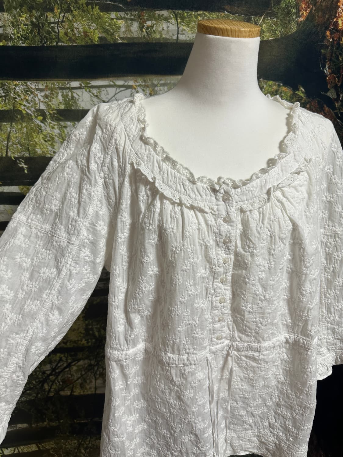 빈티지 꽃자수 화이트 레이스 블라우스 모리 모리걸 아오이유우 상품이미지2