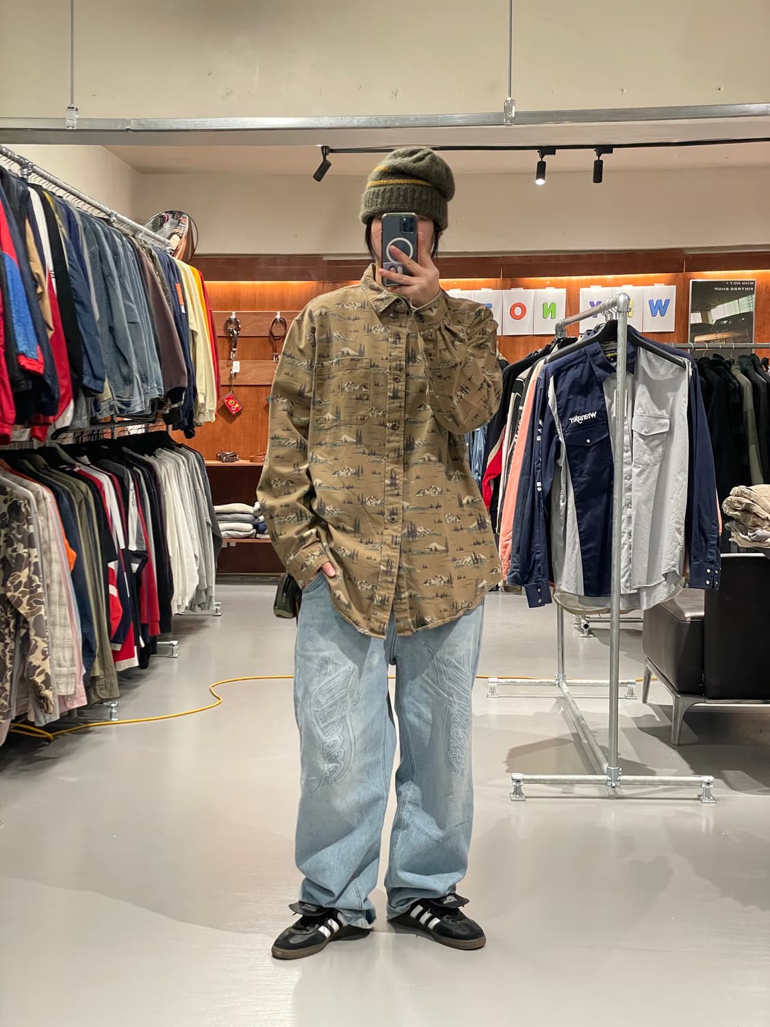 빈티지 패턴 워크 셔츠    상품이미지3