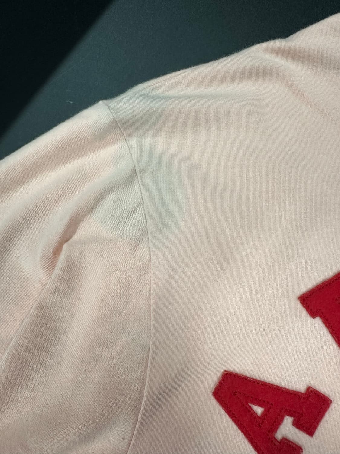 베이프 핑크 컬리지 패치 사루 반팔티 상품이미지5