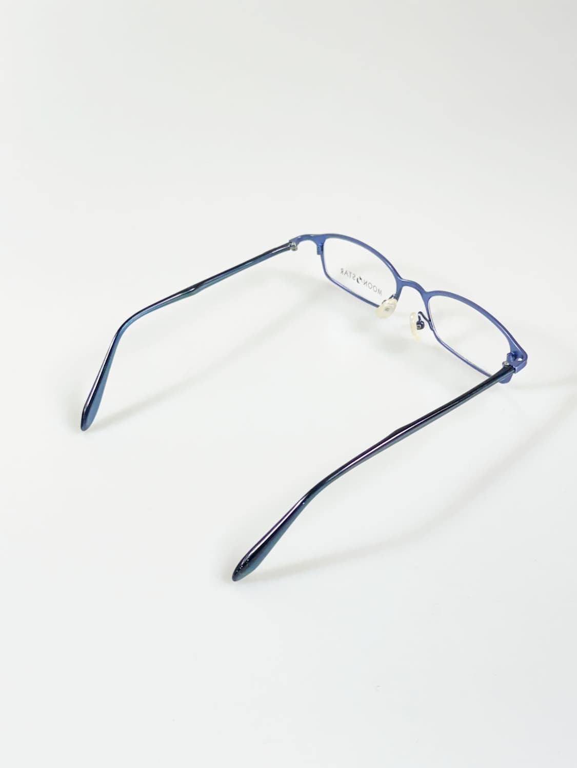 90s MOON STAR 블루 메탈릭 슬림스퀘어 빈티지 안경 상품이미지4