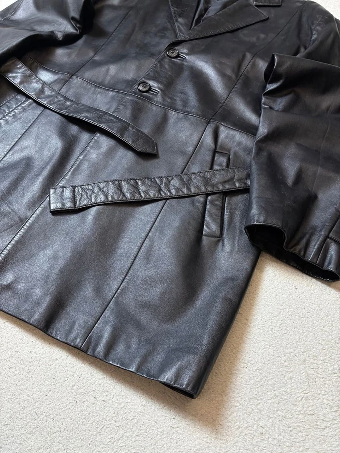 Selectede 00's 벨티드 소가죽 롱 코트 PN7665 상품이미지3