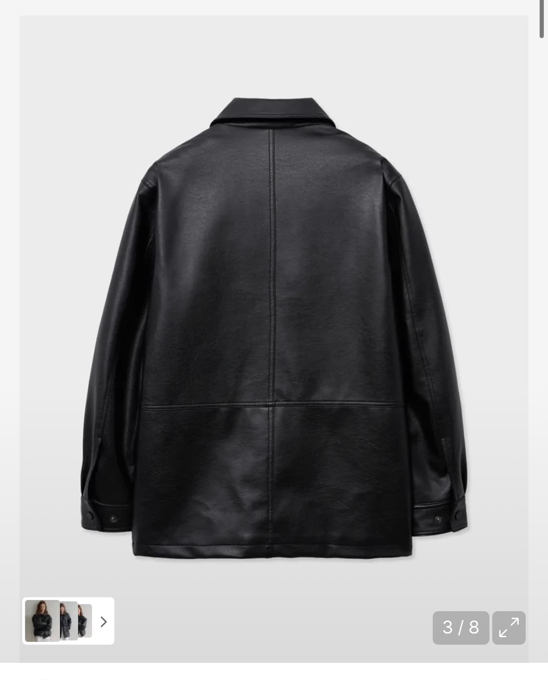 레이디볼륨 레더 자켓 파카 블랙(유니섹스) 상품이미지2