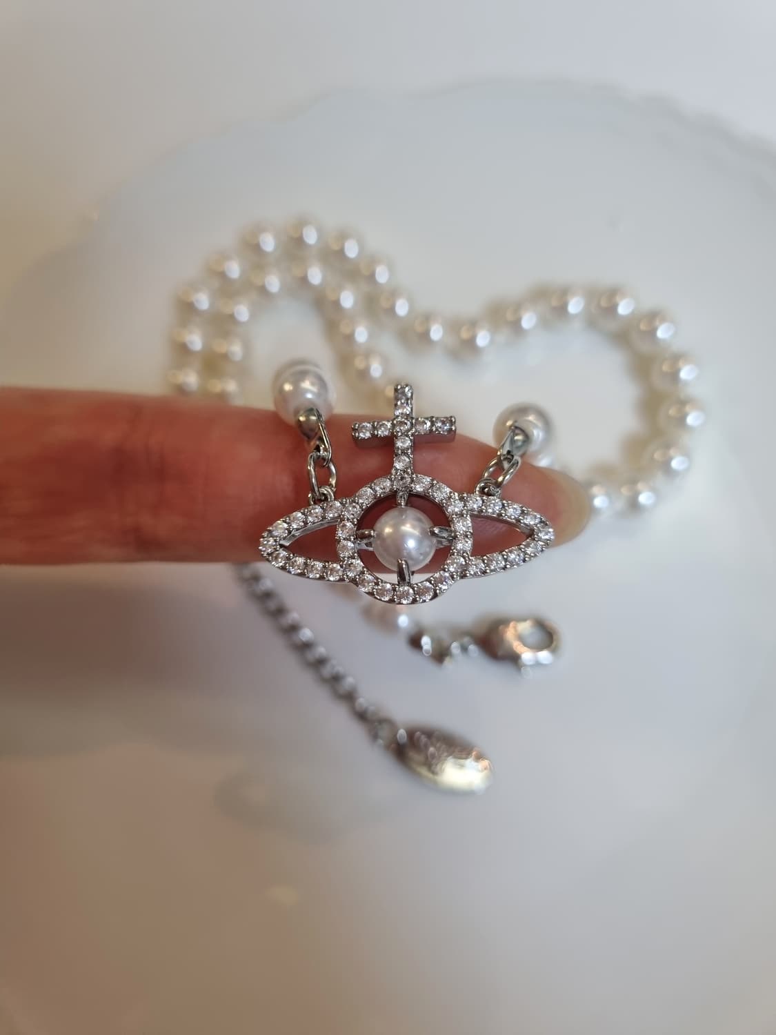 비비안웨스트우드 업사이클링  진주큐빅  진주 목걸이 상품이미지6