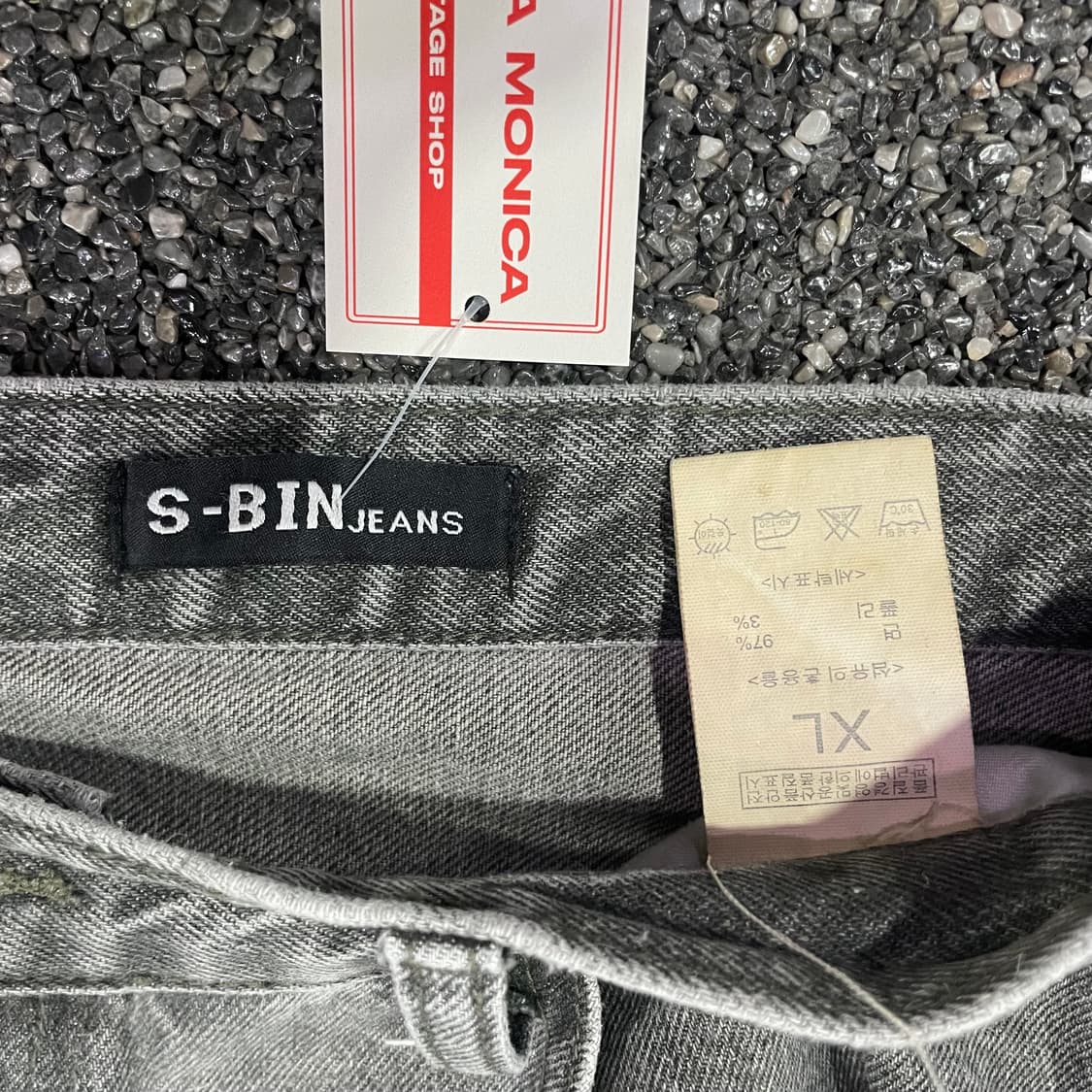 빈티지 S-BIN 워싱 그레이 와이드 데님 팬츠 B3655  상품이미지4