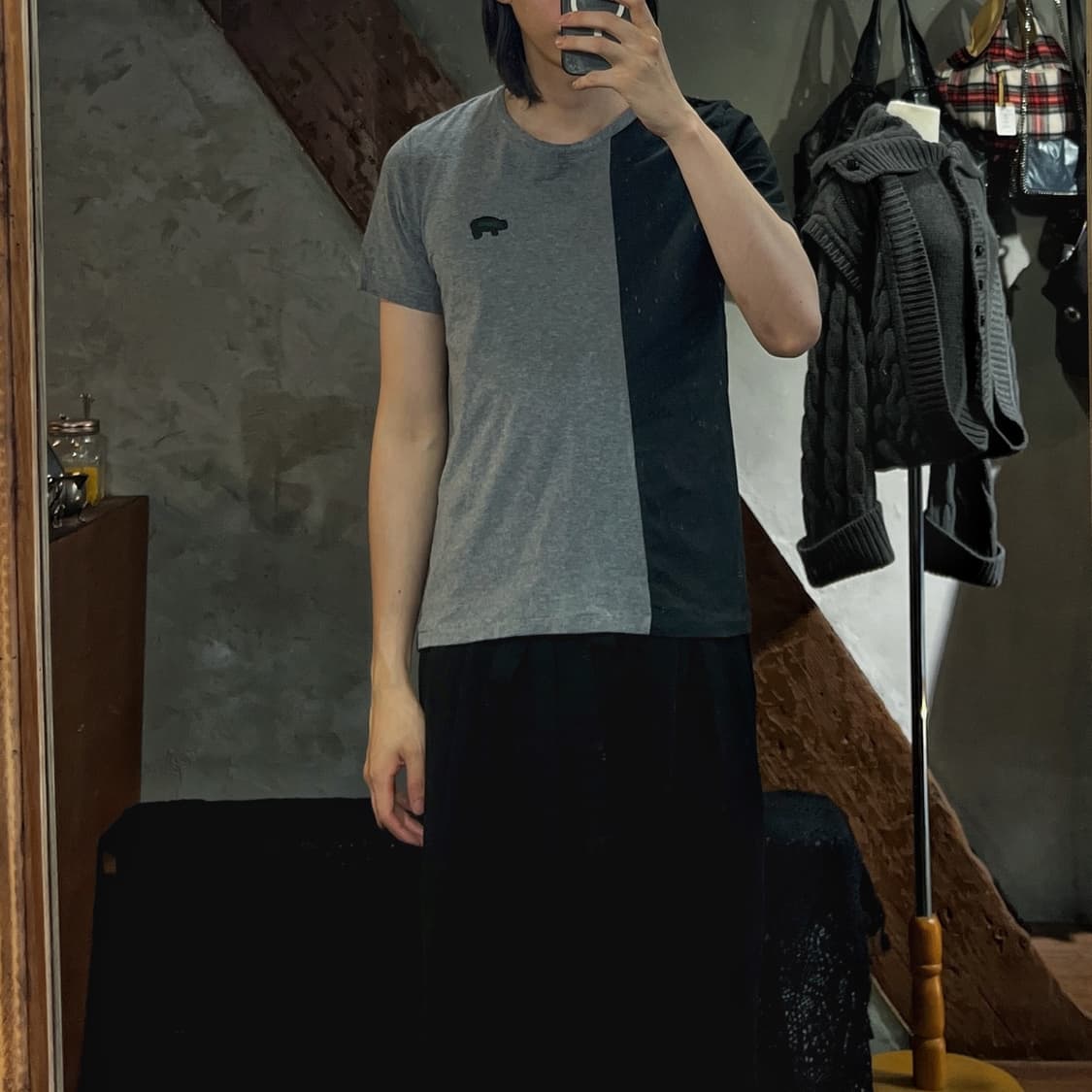 요지 야마모토 콘트라스트 패널 숏슬리브 티셔츠 상품이미지2