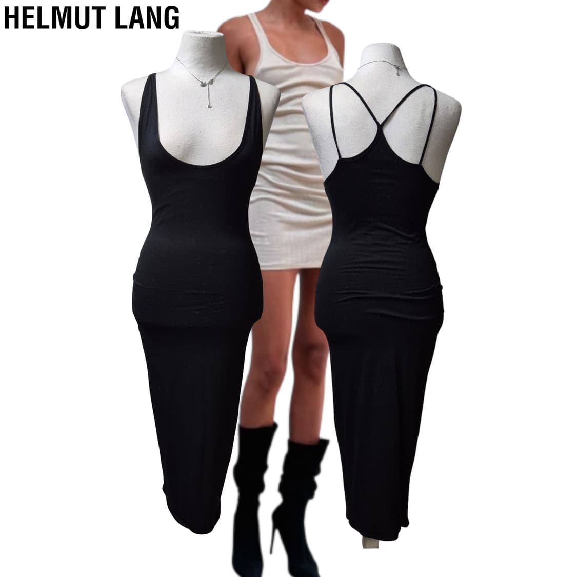HELMUT LANG minimal X strap Maxi dress 상품이미지1