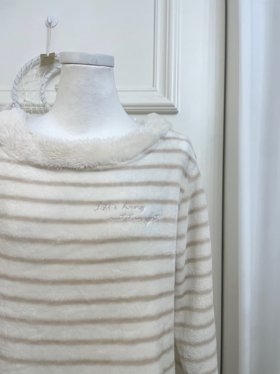 ivory beige stripe fur point home wear 상품이미지6