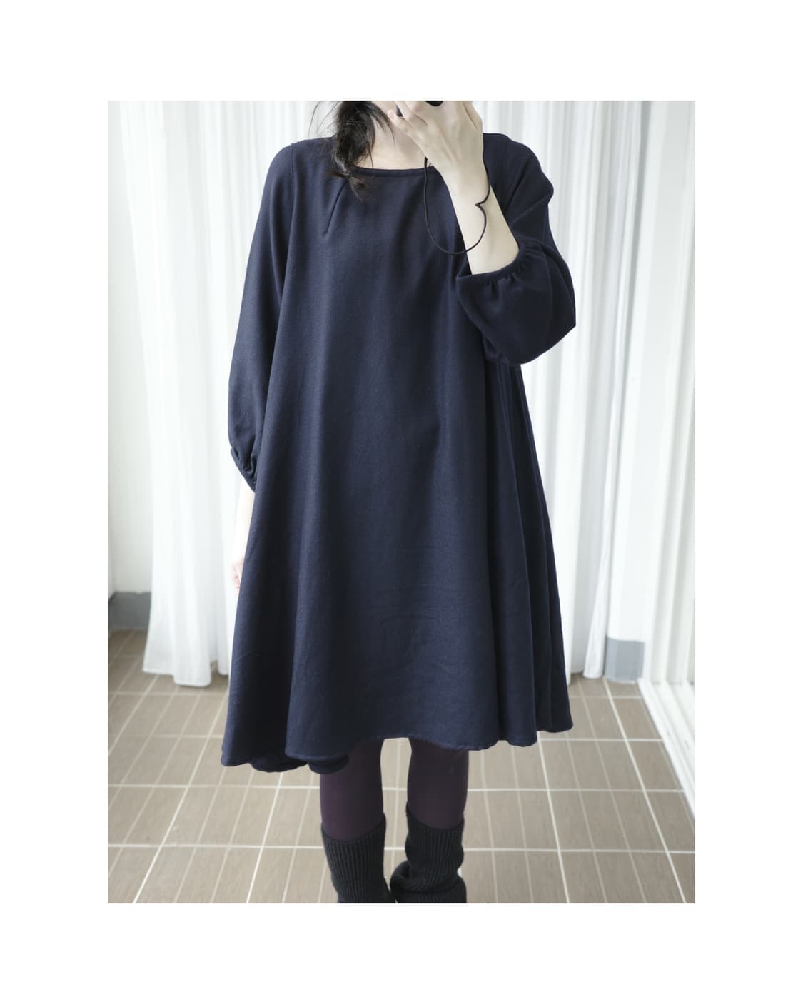 Navy A-line one-piece 상품이미지1