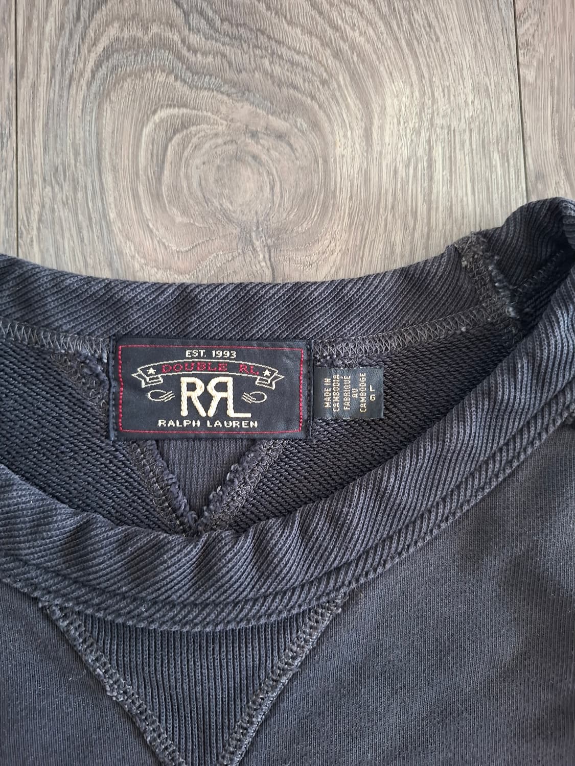 RRL 더블알엘 가먼트다이드 프렌치테리 맨투맨 스웨트셔츠 블랙 상품이미지2