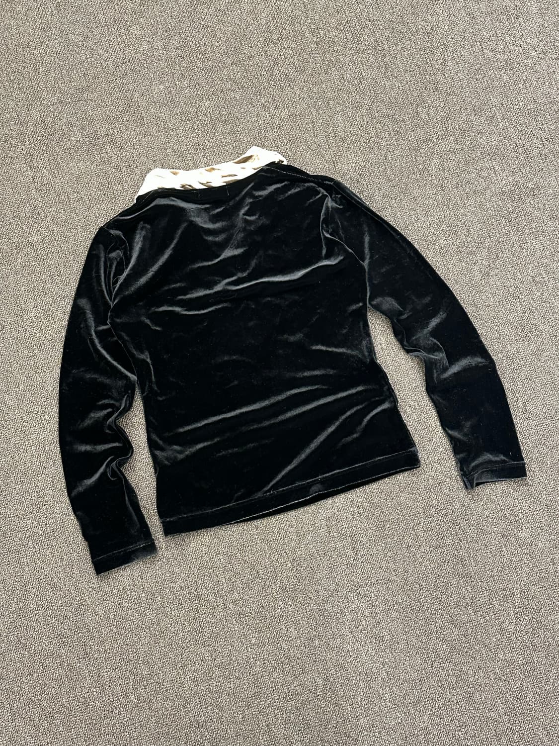 M)Japanese vintage 여성 레오파드 디테일 벨벳 롱슬리브 상품이미지4