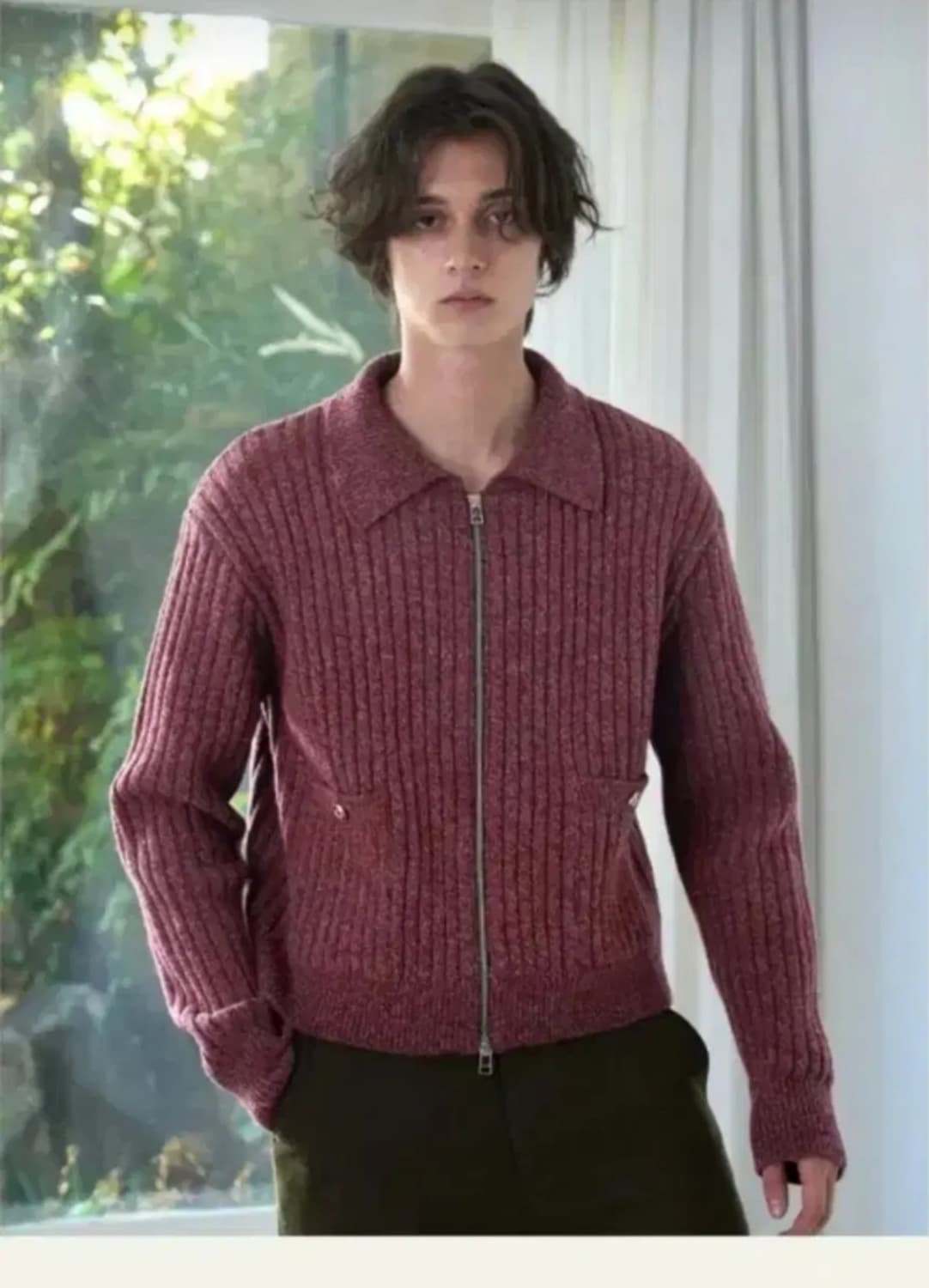 1)웨이비니스 카라 니트 집업 상품이미지1