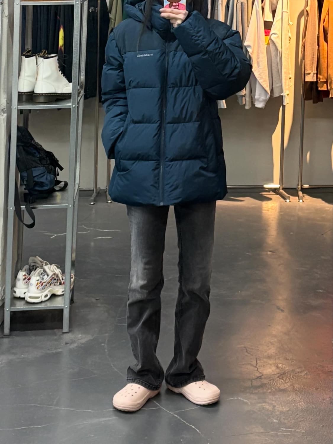 몽벨 청록 후드 패딩 A3129 상품이미지1