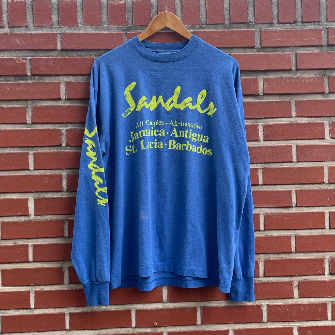 [90s USA]샌달스 리조트 로고 롱슬리브 티셔츠 (XL) 상품이미지1