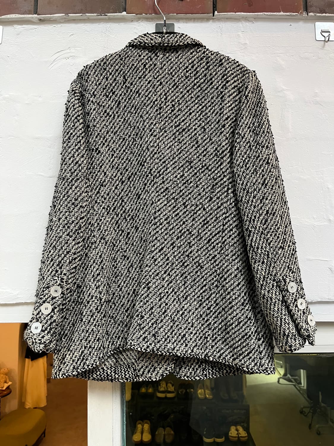 Rena Lange 블랙 앤 화이트 트위드 블레이저 42 상품이미지8
