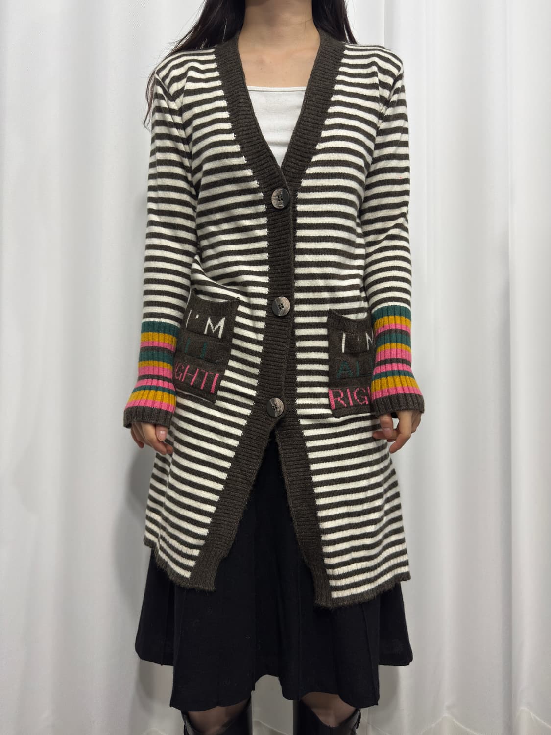 brown stripe design cardigan 상품이미지1