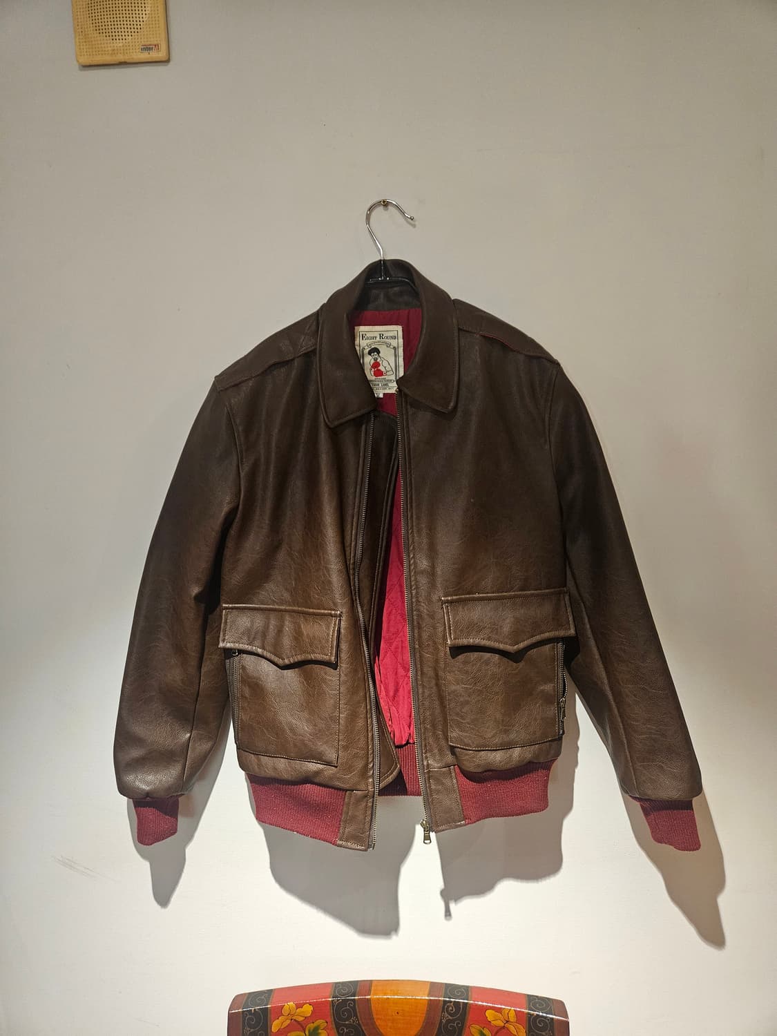 빈티지 와인컬러 항공레더자켓 100사이즈 상품이미지2