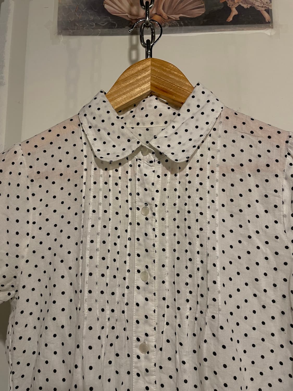 플라워 레이스 도트 패턴 반팔 셔츠 상품이미지2